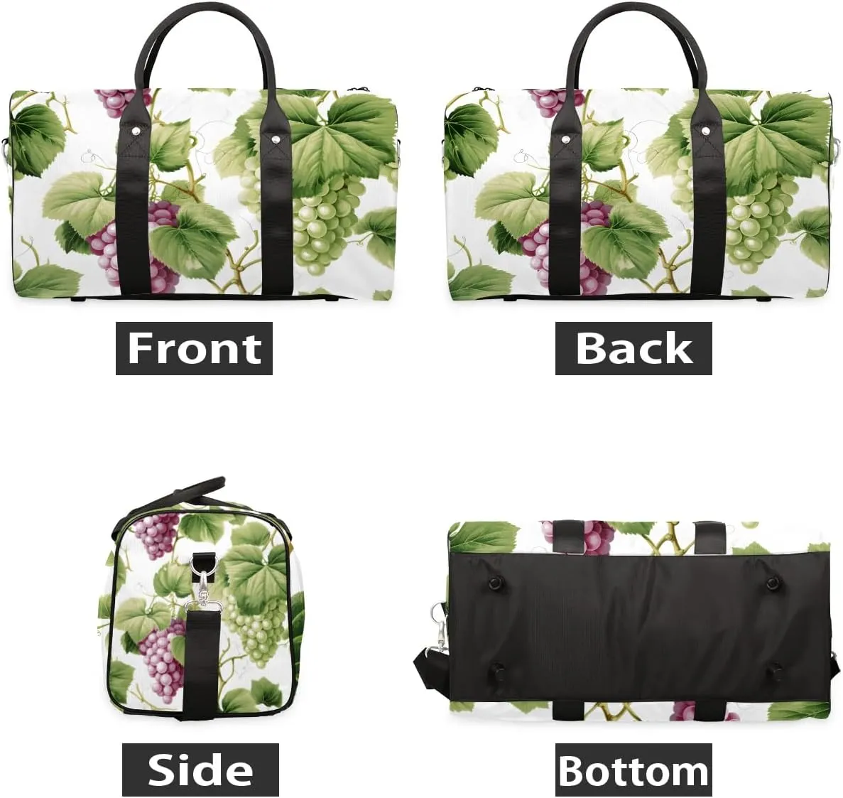 Watercolor Grapes Travel Duffel Bag for Women Men Waterproof Foldable Overnight Weekender Bag Large Capacity Sports Gym Bag