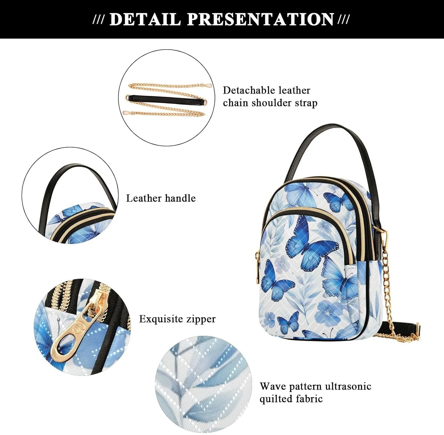 Watercolor Trees in Autumn with River Shoulder Handbag, Trendy Crossbody Purses Removable Strap Crossbody