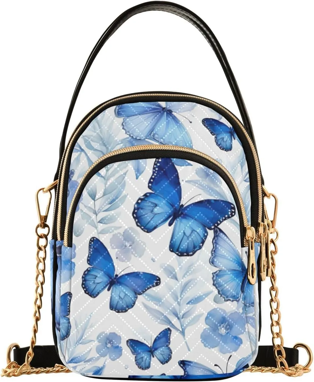 Watercolor Trees in Autumn with River Shoulder Handbag, Trendy Crossbody Purses Removable Strap Crossbody