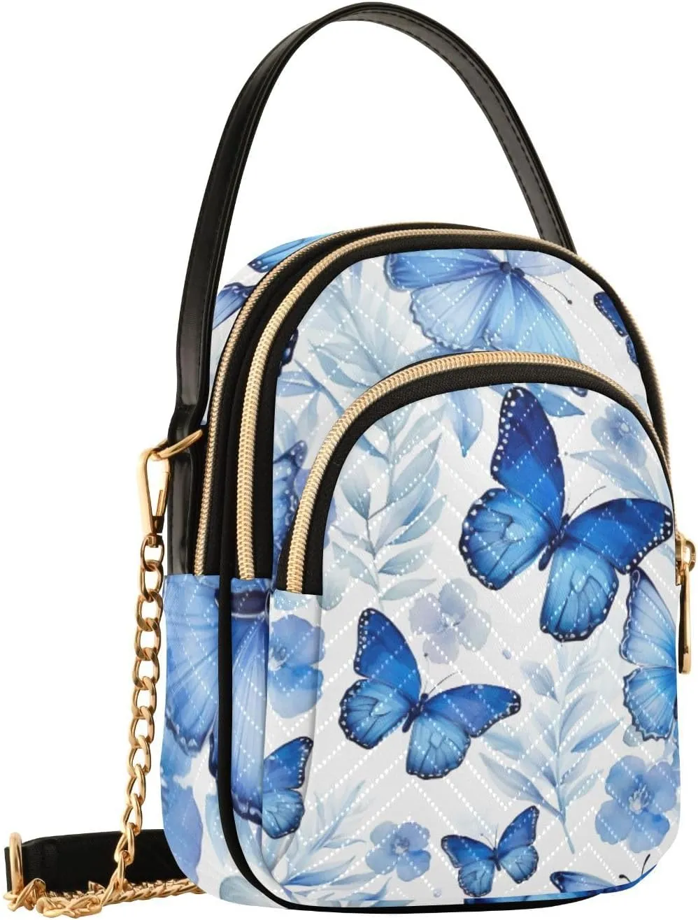 Watercolor Trees in Autumn with River Shoulder Handbag, Trendy Crossbody Purses Removable Strap Crossbody