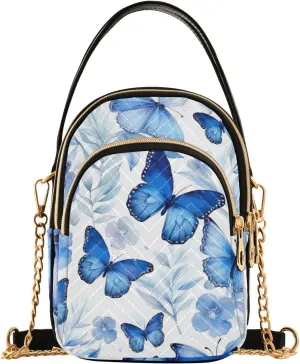 Watercolor Trees in Autumn with River Shoulder Handbag, Trendy Crossbody Purses Removable Strap Crossbody