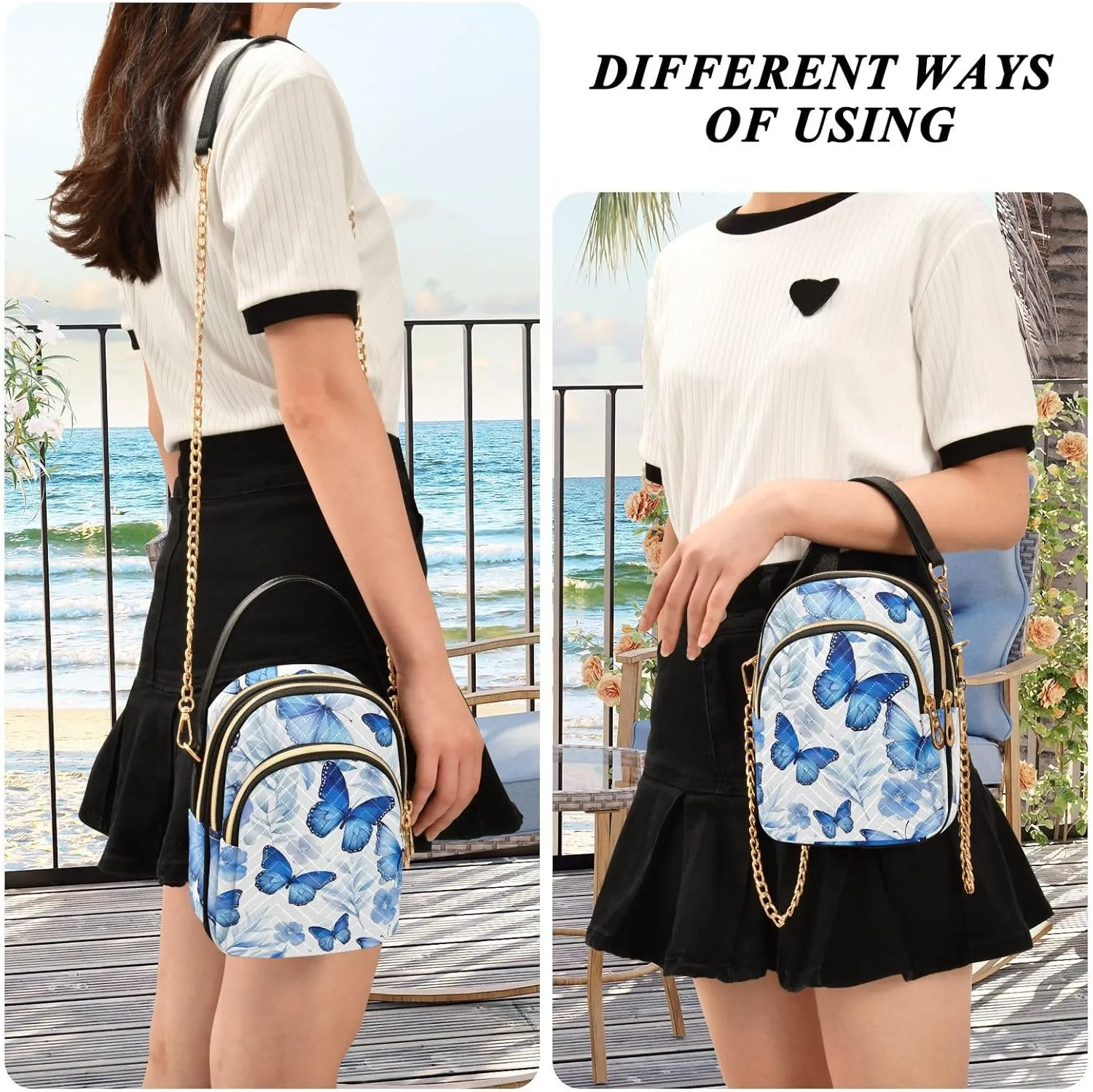 Watercolor Trees in Autumn with River Shoulder Handbag, Trendy Crossbody Purses Removable Strap Crossbody