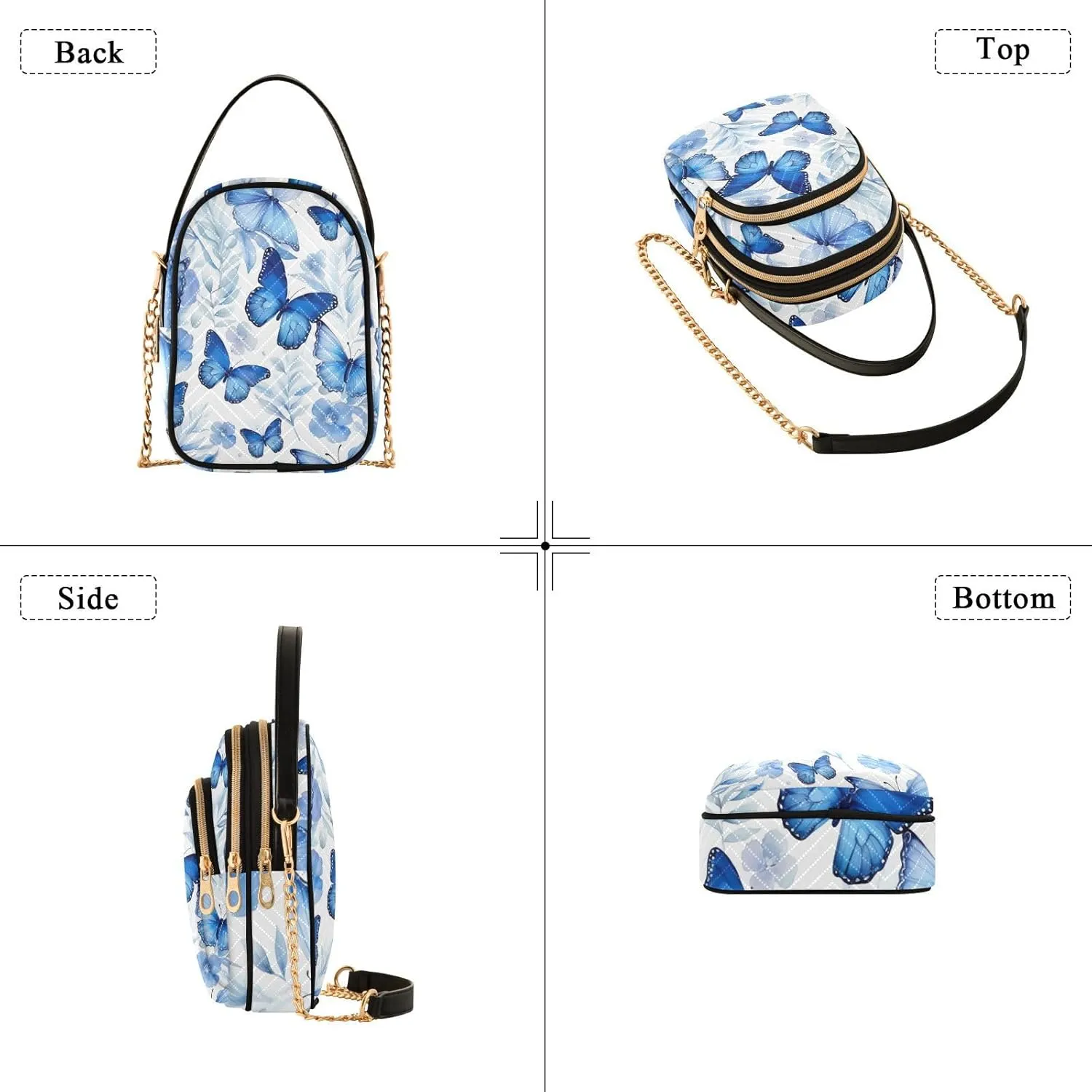 Watercolor Trees in Autumn with River Shoulder Handbag, Trendy Crossbody Purses Removable Strap Crossbody