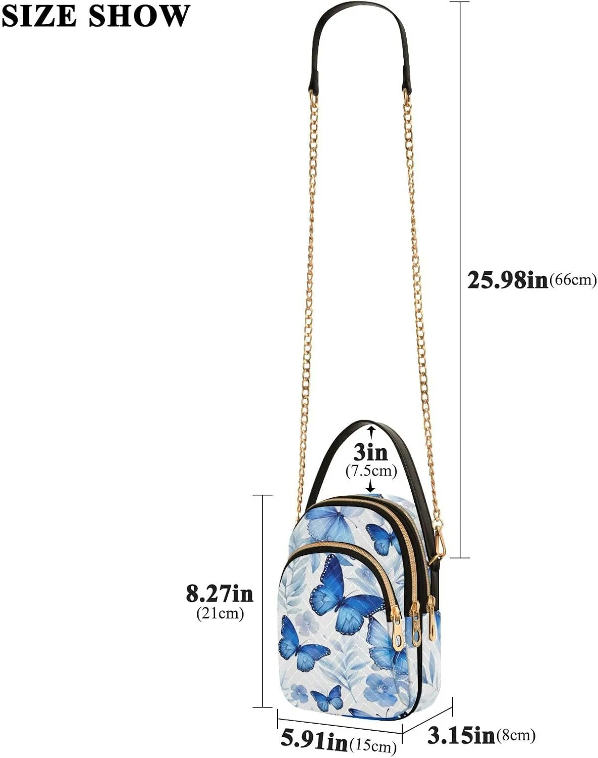 Watercolor Trees in Autumn with River Shoulder Handbag, Trendy Crossbody Purses Removable Strap Crossbody