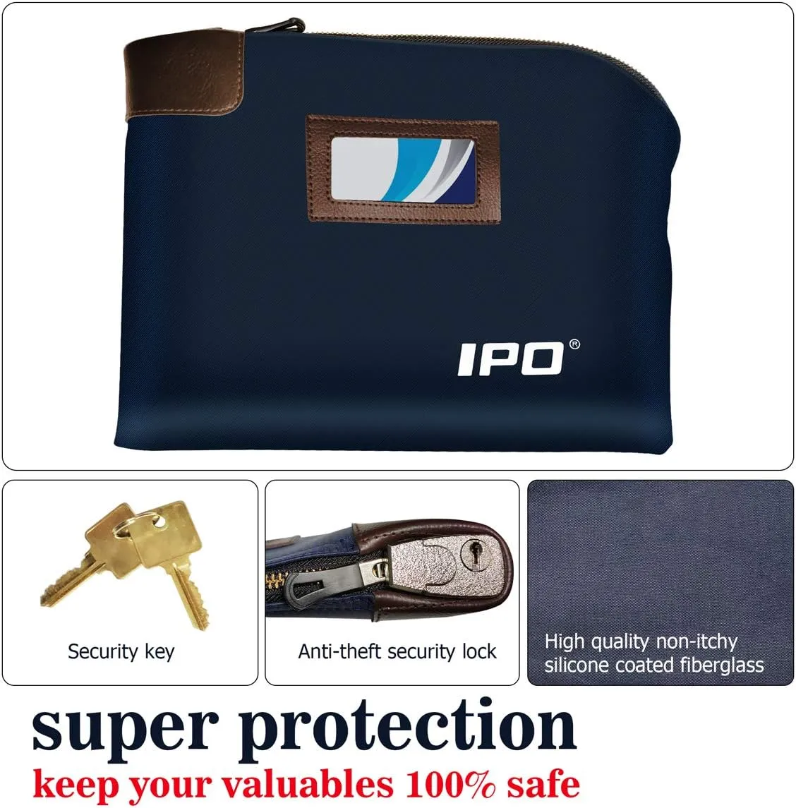 Waterproof Cash Bag with Lock and 2 Keys, 11 x 8.6 Inches, Canvas Documents Bag, Money Bank Deposit Bag with Zipper, Durable Leatherette Money Cash Coin Check Wallet Pouch for Men & Women