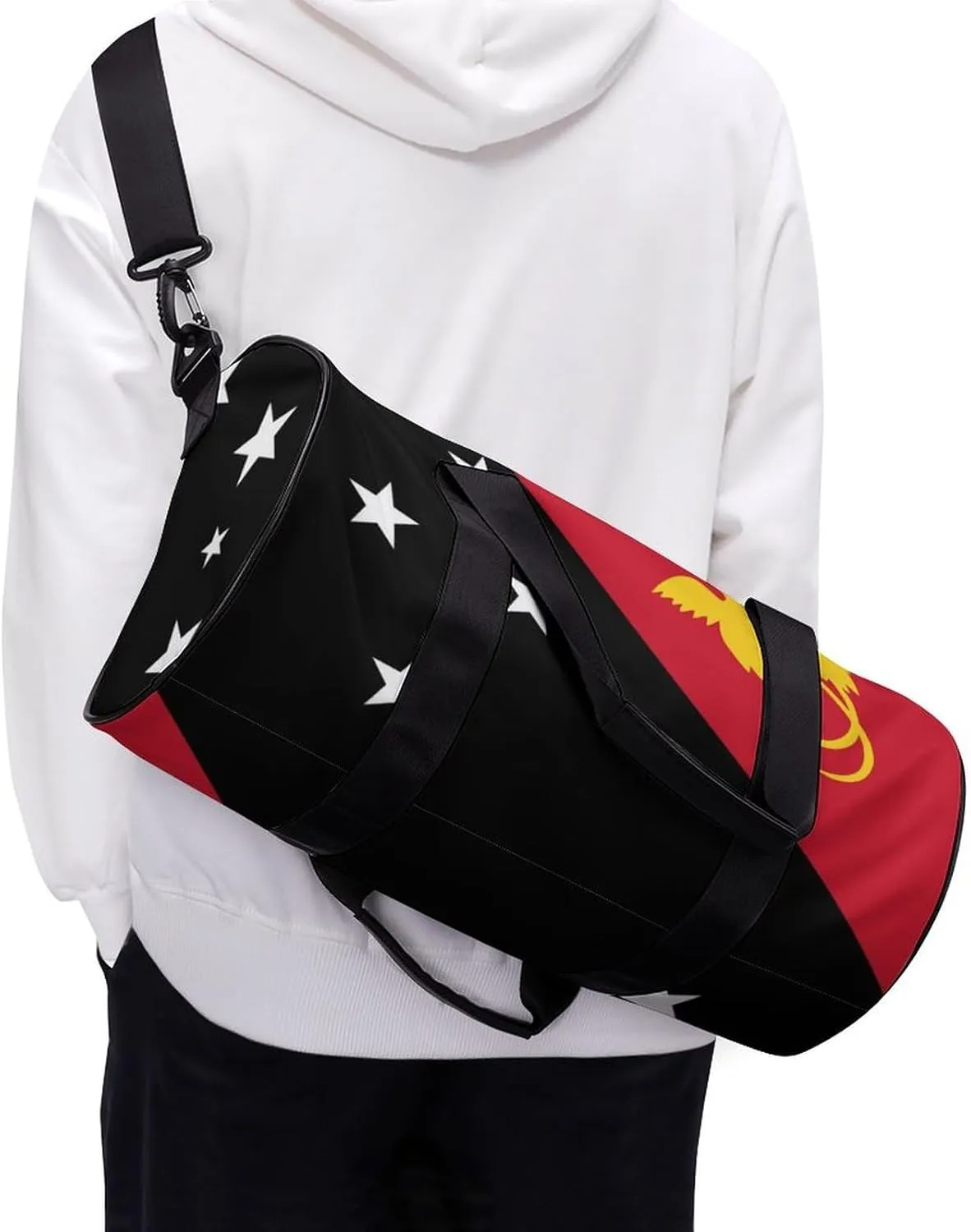 Waterproof Papua New Guinea Flag Gym Bag with Wet Pocket Sports Duffel for Beach Yoga Weekender Travel