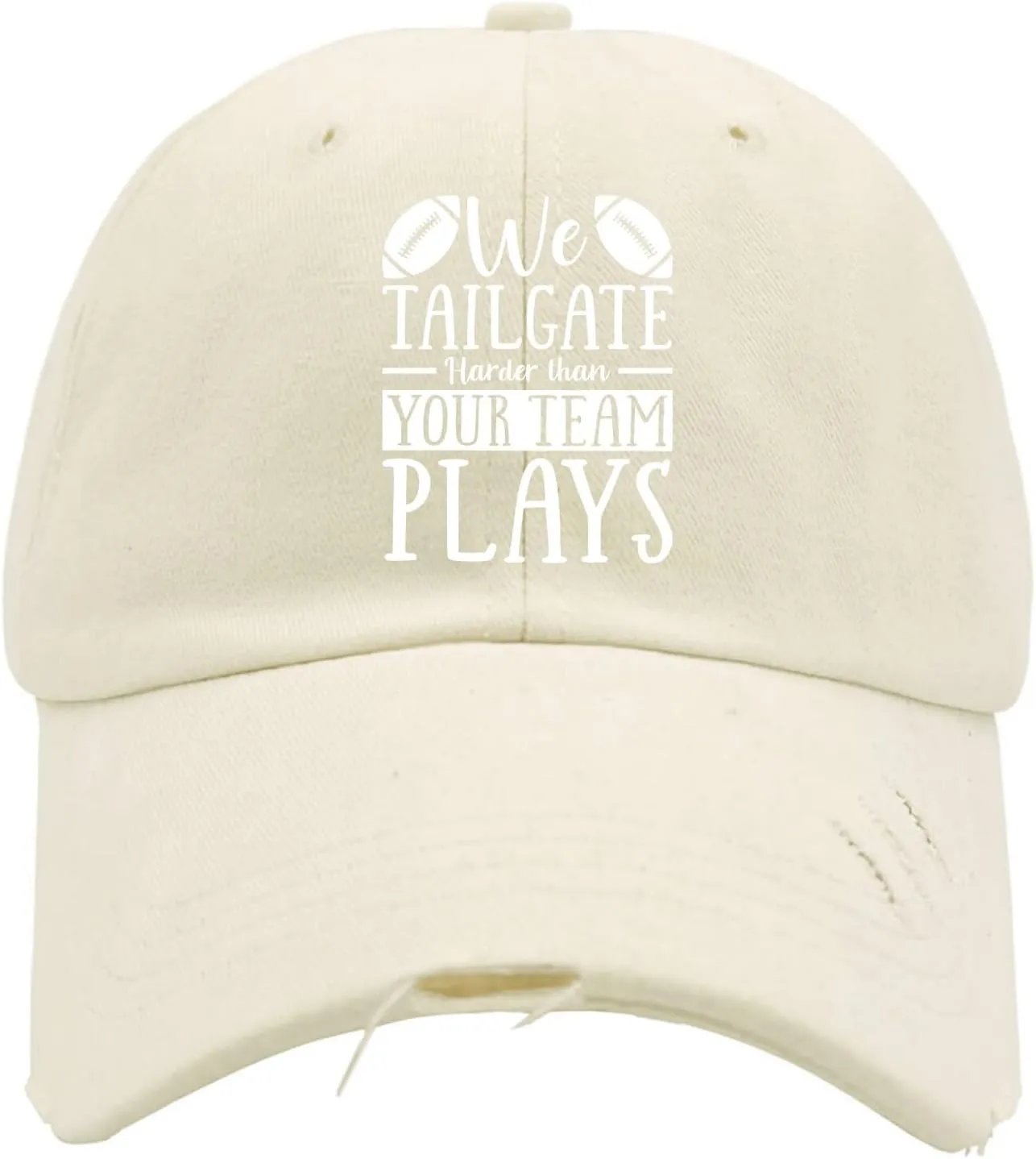 We Tailgate Harder Than Your Team Plays American Football Game Hats for Men Washed Distressed Baseball Cap Vintage Washed Hiking Hat Fitted