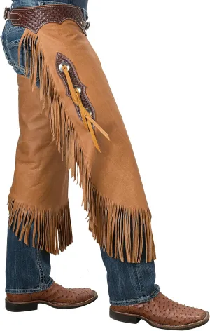 Weaver Leather Mens Vintage Cowboy Chinks With Basketweave Yoke Set, Large, Vintage Cowboy, Large US