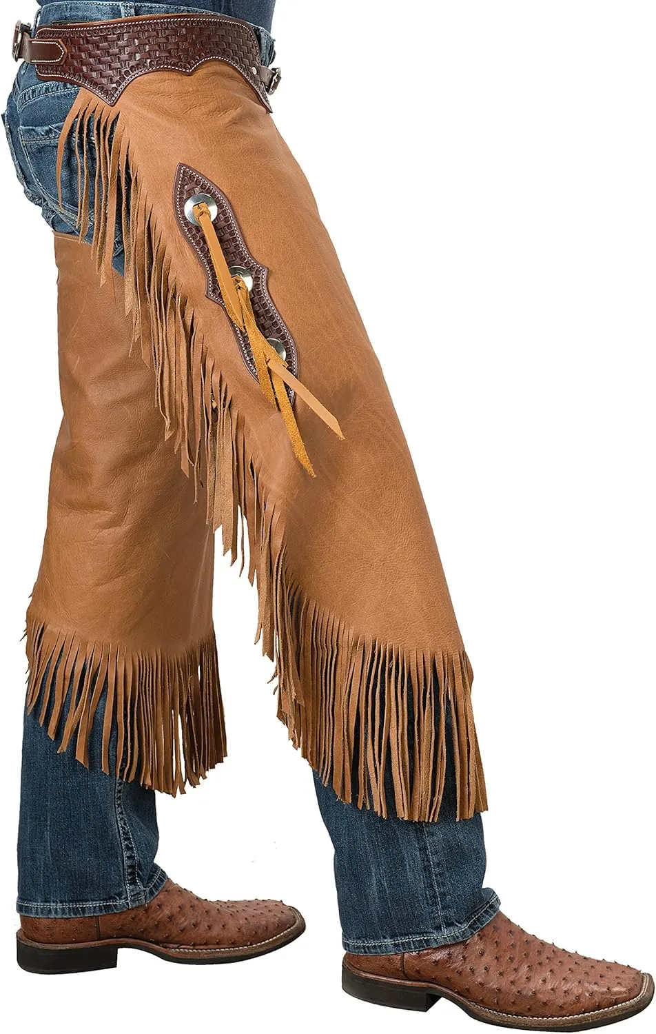 Weaver Leather Mens Vintage Cowboy Chinks With Basketweave Yoke Set, Large, Vintage Cowboy, Large US