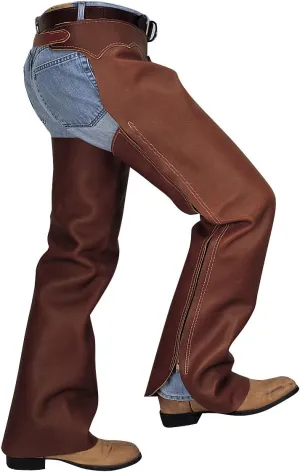 Weaver Leather Shotgun Full Grain Leather Work Chaps, Brown, Large