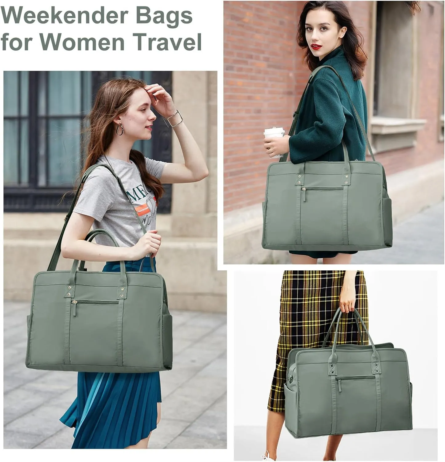 Weekender Bags for Women Travel, Travel Bag with Shoe Compartment, Overnight Duffel Bag with Wet Pocket & Trolley Sleeve