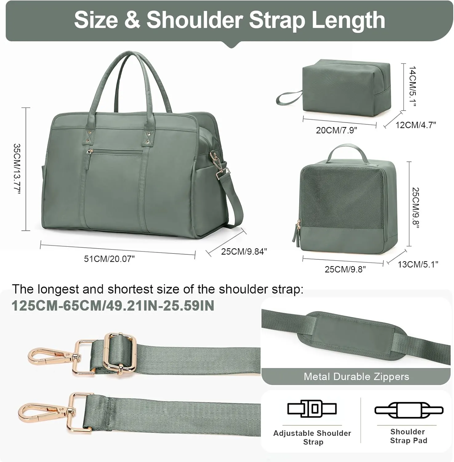 Weekender Bags for Women Travel, Travel Bag with Shoe Compartment, Overnight Duffel Bag with Wet Pocket & Trolley Sleeve
