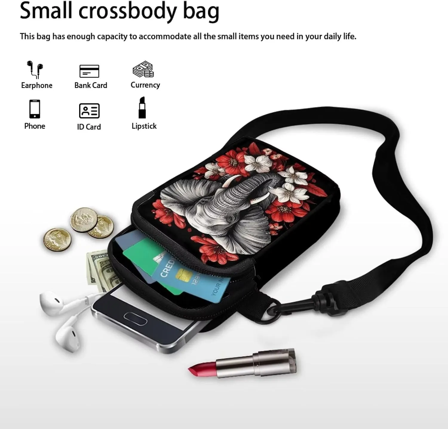 WELLFLYHOM Mini Crossbody Bag Phone Purses Wallet for Women Canvas Messenger Pouch