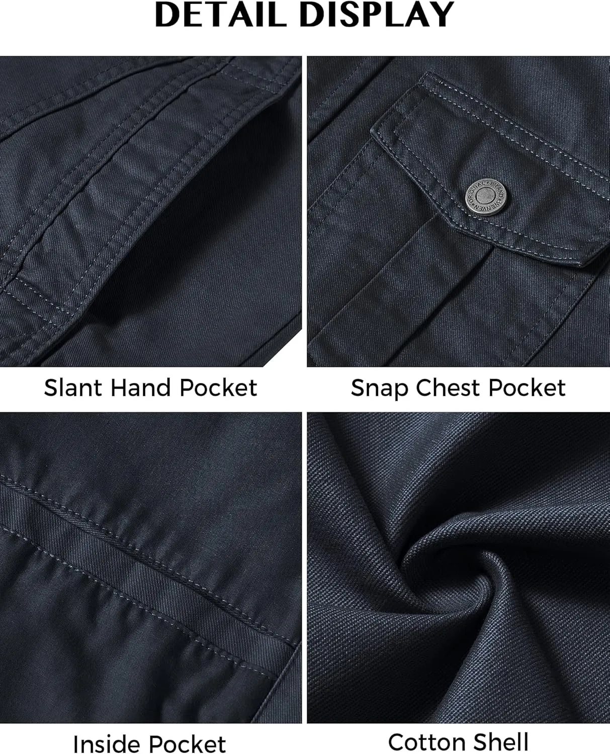 WenVen Men's Casual Washed Cotton Military Jacket