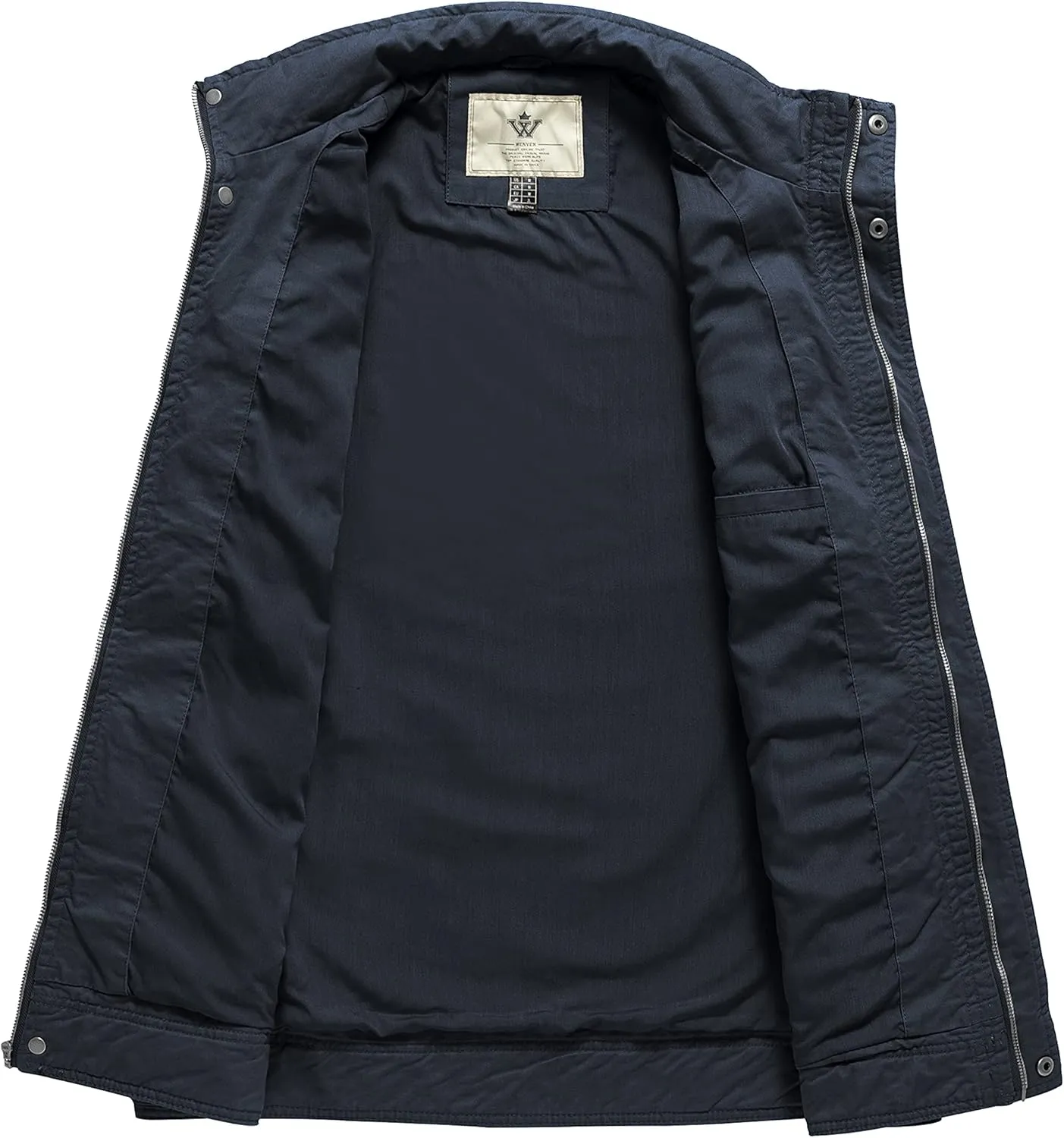 WenVen Men's Casual Washed Cotton Military Jacket