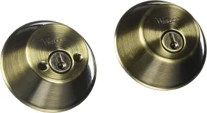 Weslock 00372-A-ASL23 Round Double Cylinder Deadbolt, Antique Brass