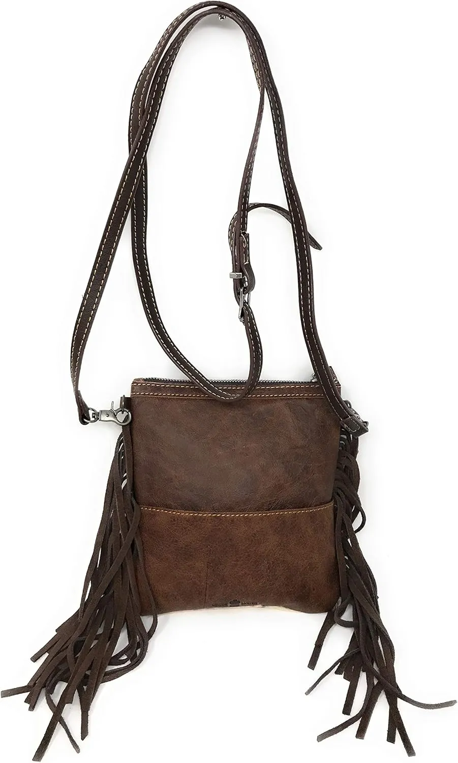 Western Genuine Tooled Leather Cowhide Fur Fringe Women's Crossbody Chain Bag/Purse