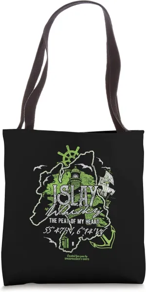 Whisky Merch Design Slogan "Peat Of My Heart" Islay Whisky Tote Bag