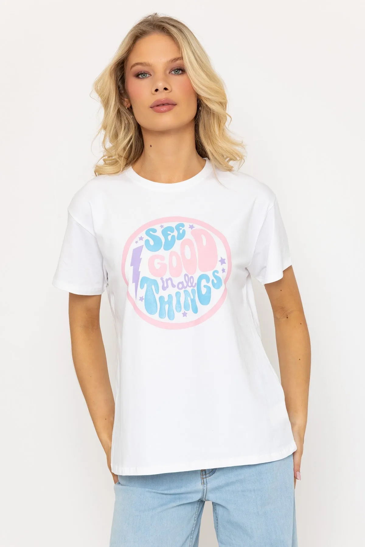 White Slogan Print T-Shirt