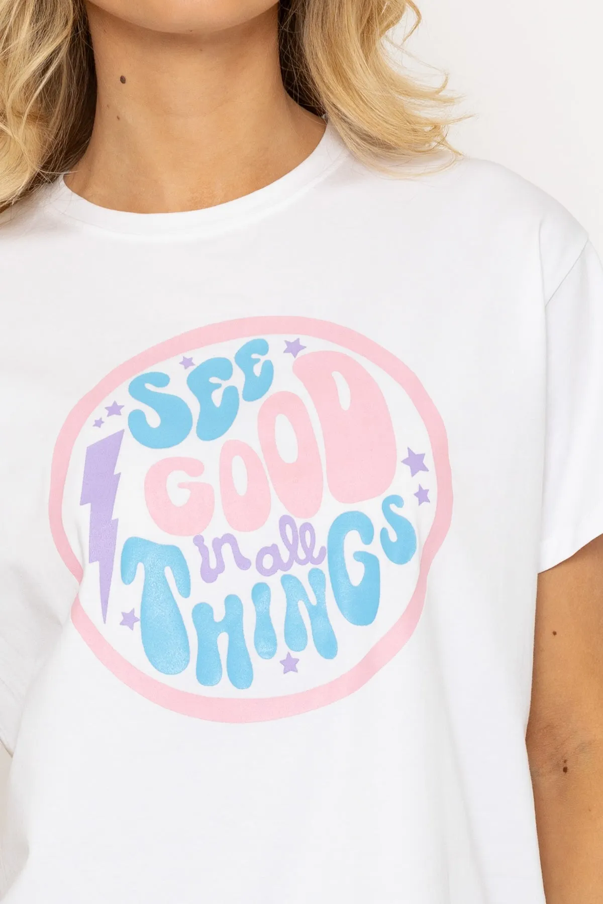 White Slogan Print T-Shirt