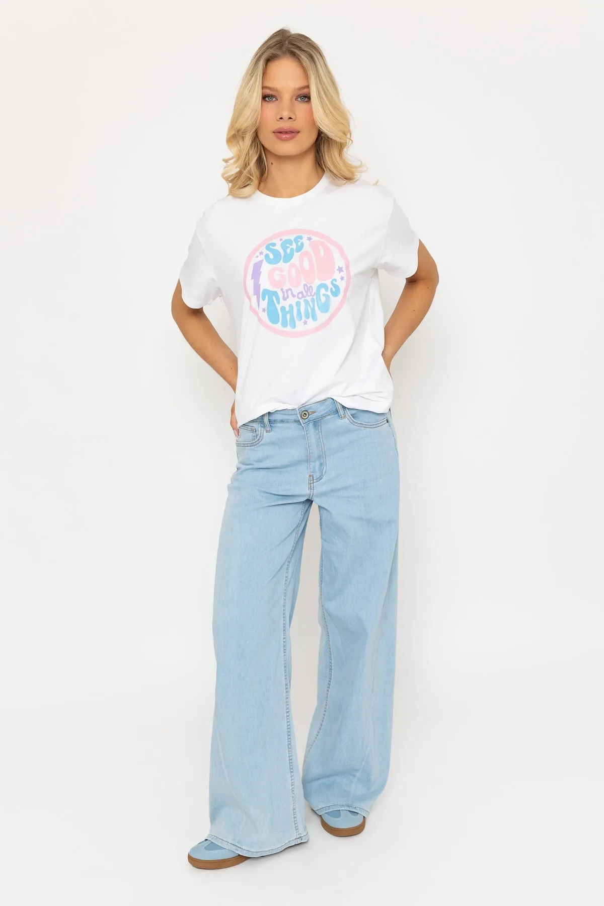 White Slogan Print T-Shirt