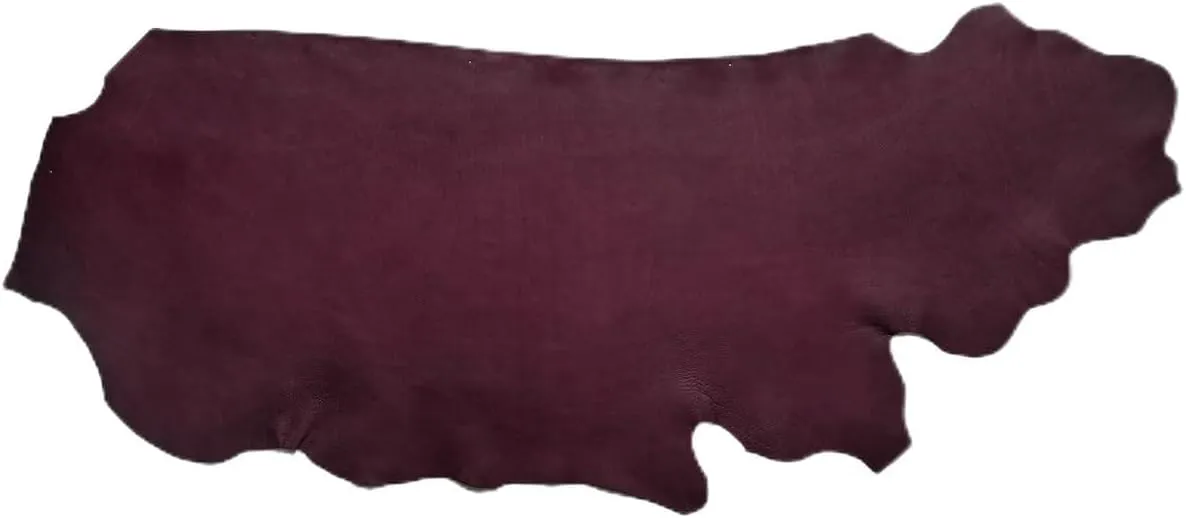 Wickett & Craig 'Milled' Traditional Harness Leather, Deer Embossed, Side, Burgundy