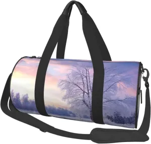 Winter Landscape Travel Bag for Women Men Gym Bag Large Duffle Bag Weekender Overnight Bag with Shoulder Strap