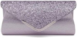Women Envelope Clutch Bag Sequins Evening Bag Shiny Handbag with Detachable Chain Bridal Wedding Purse