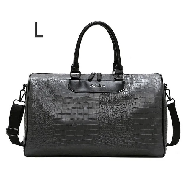 Women Fitness Gym Bag Alligator PU Leather Male Training Handbags Lady Travel Weekend Luggage Large Capacity Sac De Sport XA75D