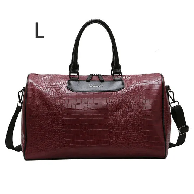Women Fitness Gym Bag Alligator PU Leather Male Training Handbags Lady Travel Weekend Luggage Large Capacity Sac De Sport XA75D