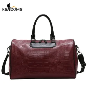 Women Fitness Gym Bag Alligator PU Leather Male Training Handbags Lady Travel Weekend Luggage Large Capacity Sac De Sport XA75D