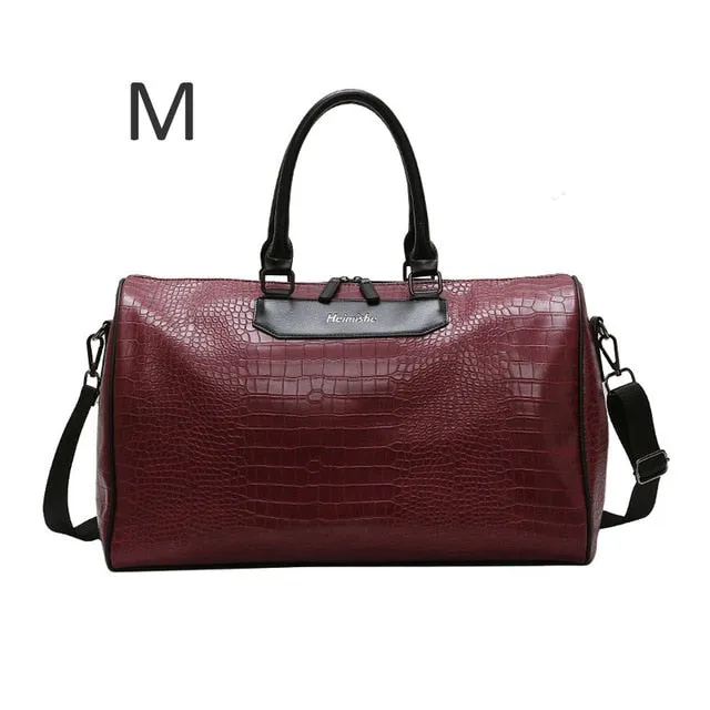 Women Fitness Gym Bag Alligator PU Leather Male Training Handbags Lady Travel Weekend Luggage Large Capacity Sac De Sport XA75D