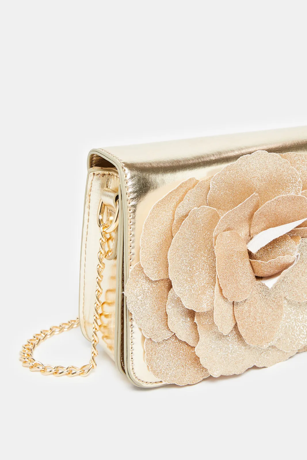 Women Gold Embellished Crossbody Bag