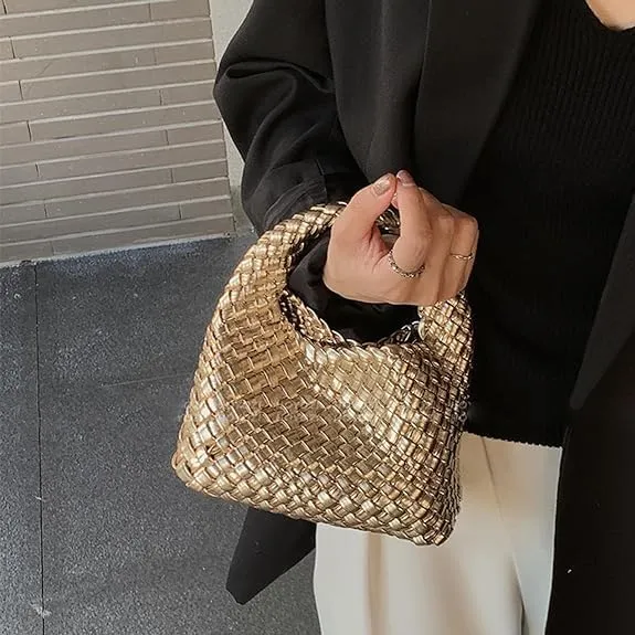 Women Handbag Popular Woven Tote Bag Bucket Composite Bag Knitting Chain Bag Crossbody Female Shoulder Bag Shopper Purses