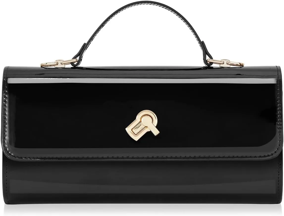 Women Metallic PU Leather Evening Clutch Purse Handbag Crossbody Shoulder Bag Square Box Bag Chic Handbag