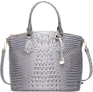Women Purse Vegan Leather Crocodile-Embossed Pattern With Removable Shoulder Strap Top Handle Large Shoulder Bags