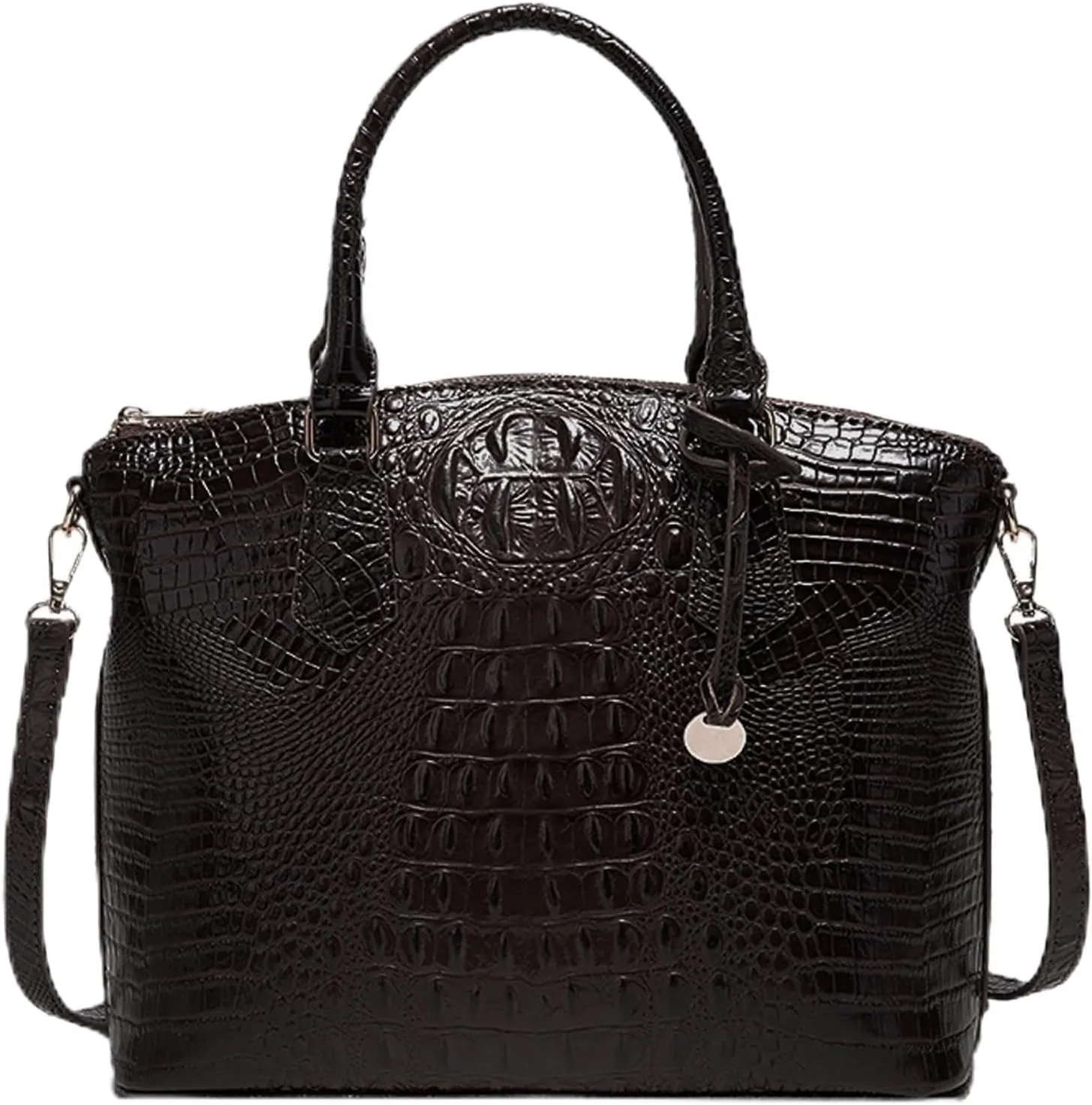 Women Purse Vegan Leather Crocodile-Embossed Pattern With Removable Shoulder Strap Top Handle Large Shoulder Bags