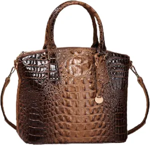 Women Purse Vegan Leather Crocodile-Embossed Pattern With Removable Shoulder Strap Top Handle Large Shoulder Bags