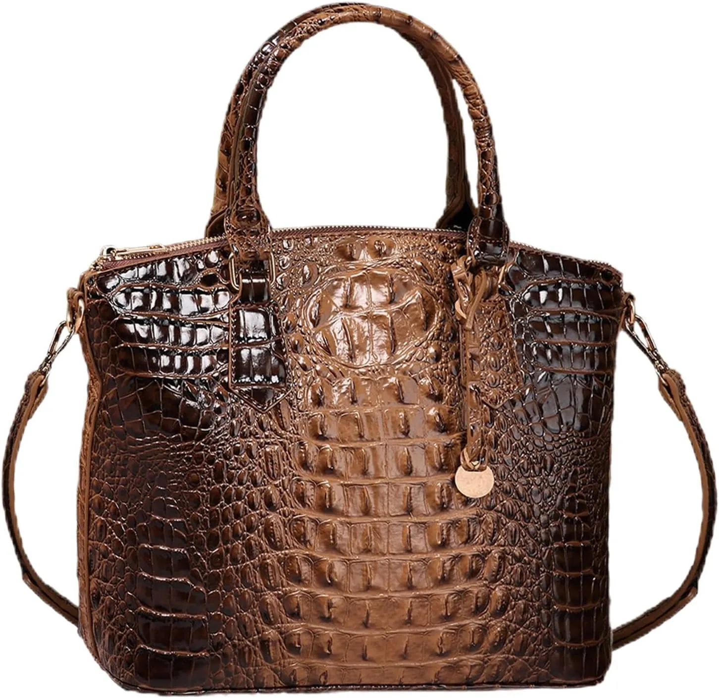 Women Purse Vegan Leather Crocodile-Embossed Pattern With Removable Shoulder Strap Top Handle Large Shoulder Bags