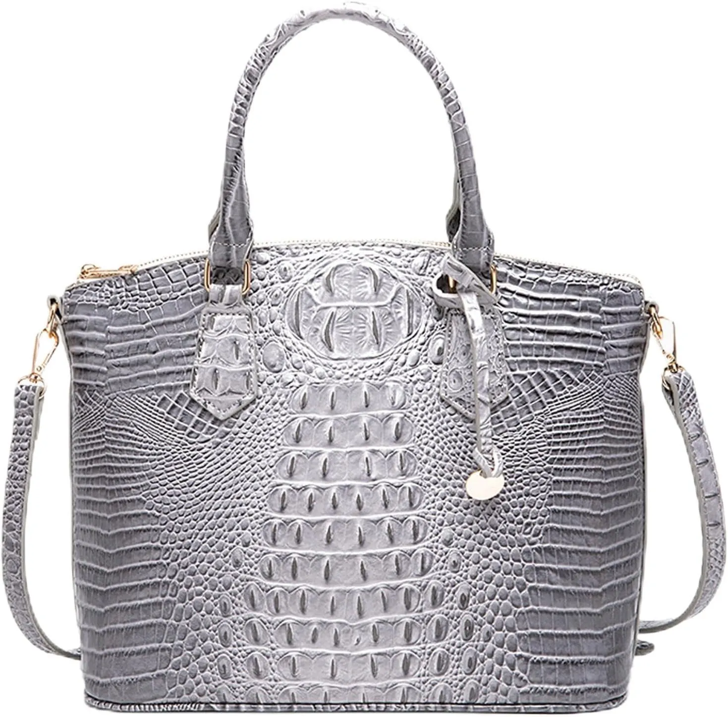 Women Purse Vegan Leather Crocodile-Embossed Pattern With Removable Shoulder Strap Top Handle Large Shoulder Bags