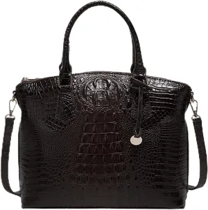 Women Purse Vegan Leather Crocodile-Embossed Pattern With Removable Shoulder Strap Top Handle Large Shoulder Bags