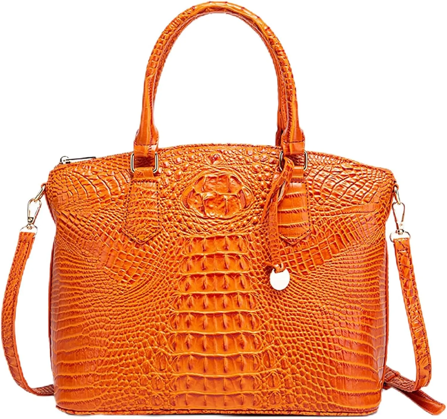 Women Purse Vegan Leather Crocodile-Embossed Pattern With Removable Shoulder Strap Top Handle Large Shoulder Bags