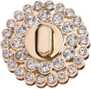 Women Rhinestone Metal Clasp Turn Lock Handbag Shoulder Bag Purse Bag Accessories Buckle