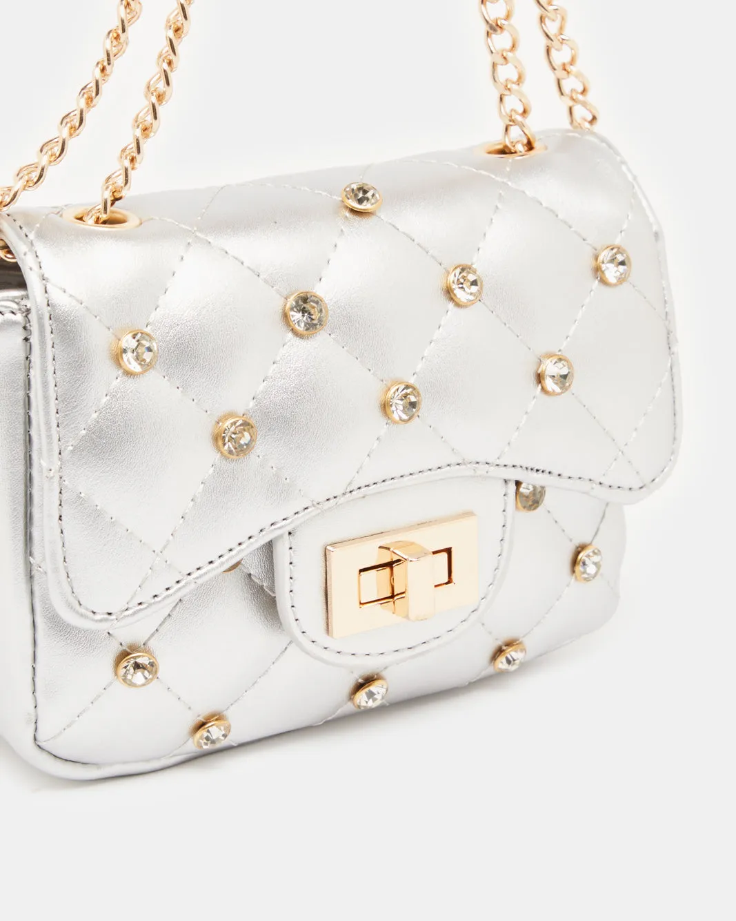 Women Silver Embellished Crossbody Bag