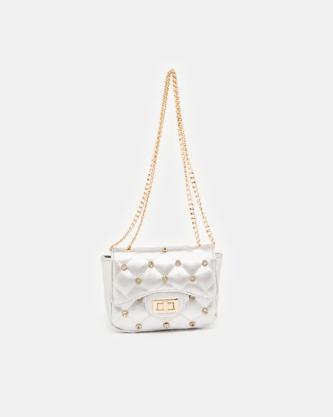 Women Silver Embellished Crossbody Bag