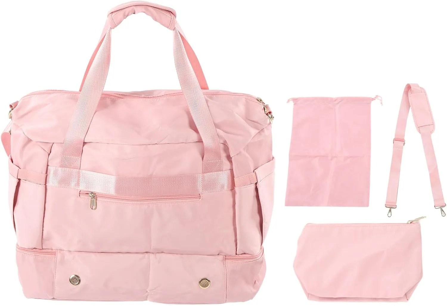 Women Sports Gym Bag Multiple Pockets Large Capacity Workout Travel Bag With Usb Charging Port For Fitness (Pink)