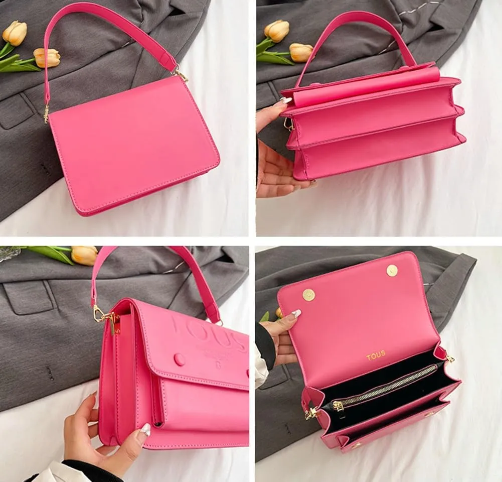 Women Trendy PU Leather Crossbody Bag Mini Square Shoulder Purse Solid Color Underarm Handbag Travel Commuting