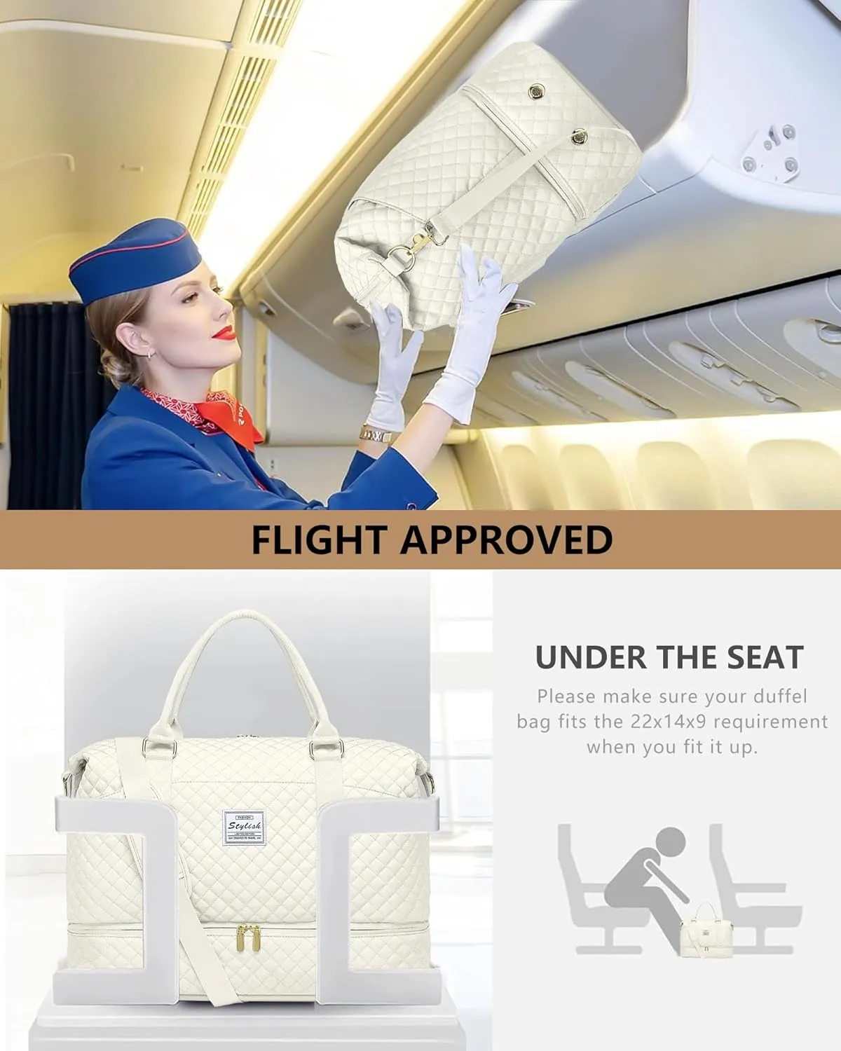 Women Weekender Travel Duffle Bag: Travel Duffel Overnight Bags with Shoe Compartment Large Carry on Tote Bag Toiletry Bag Weekend Yoga Gym Hospital Bags for Labor and Delivery with Wet Pocket Beige