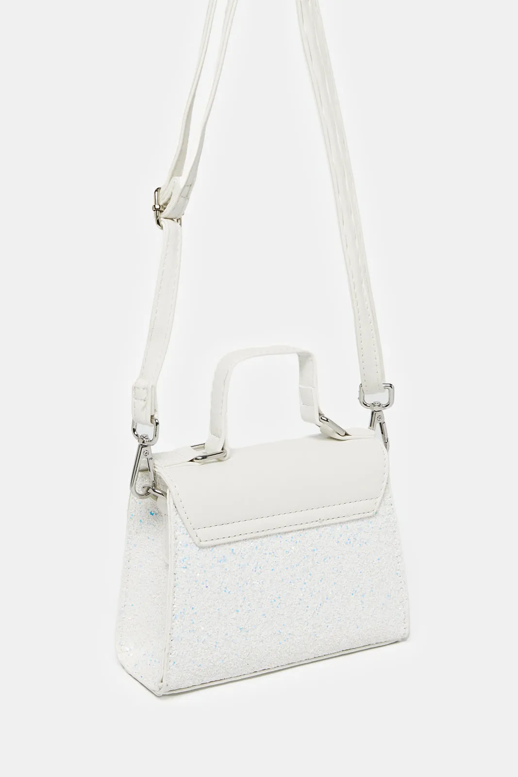 Women White Embellished Crossbody Bag