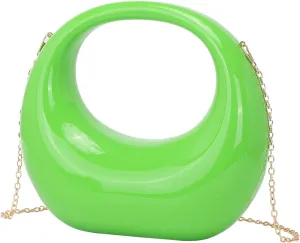 Women's Acrylic Handheld Moon Bag Fashionable And Personalized Metal Evening Handbag Elegant Evening Shoulder Bag